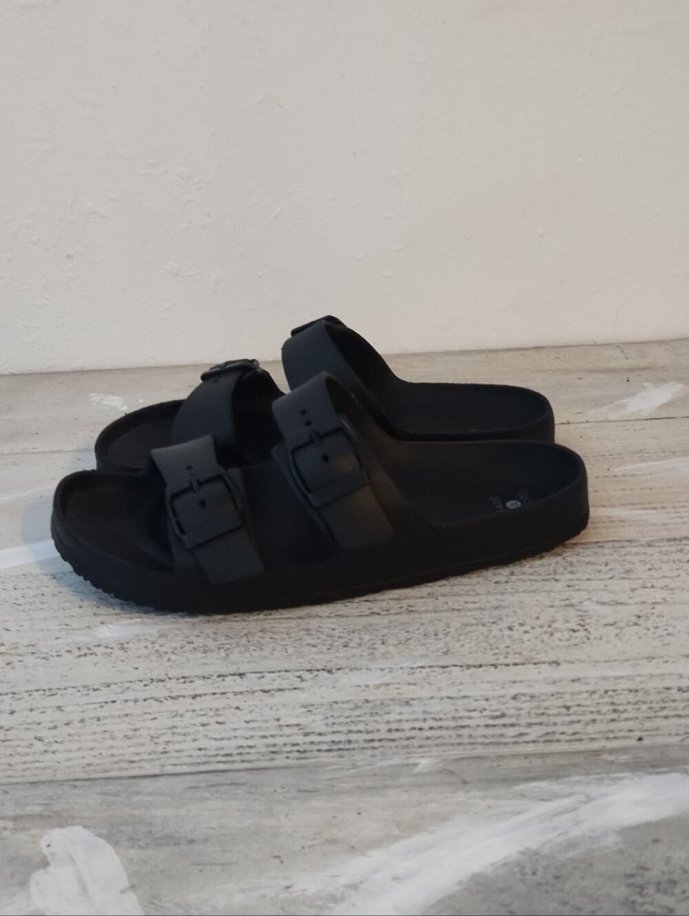 Shade & shore Black double strap slide sandals U.S.A size 9women's/UK size 7 wm